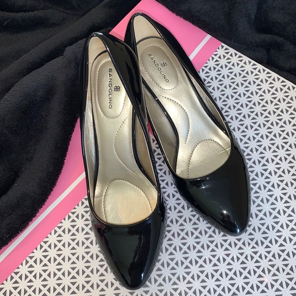 Bandolino black patten leather wedge heel - Picture 1 of 6